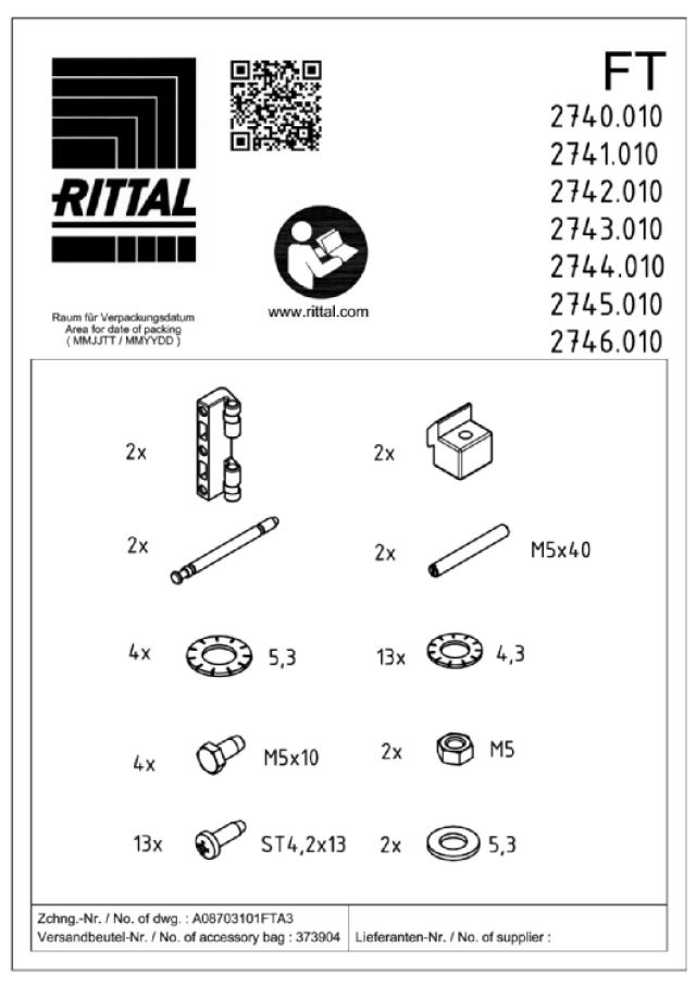 RITTAL - FT Pannello di Comando 597X377X36 mm
