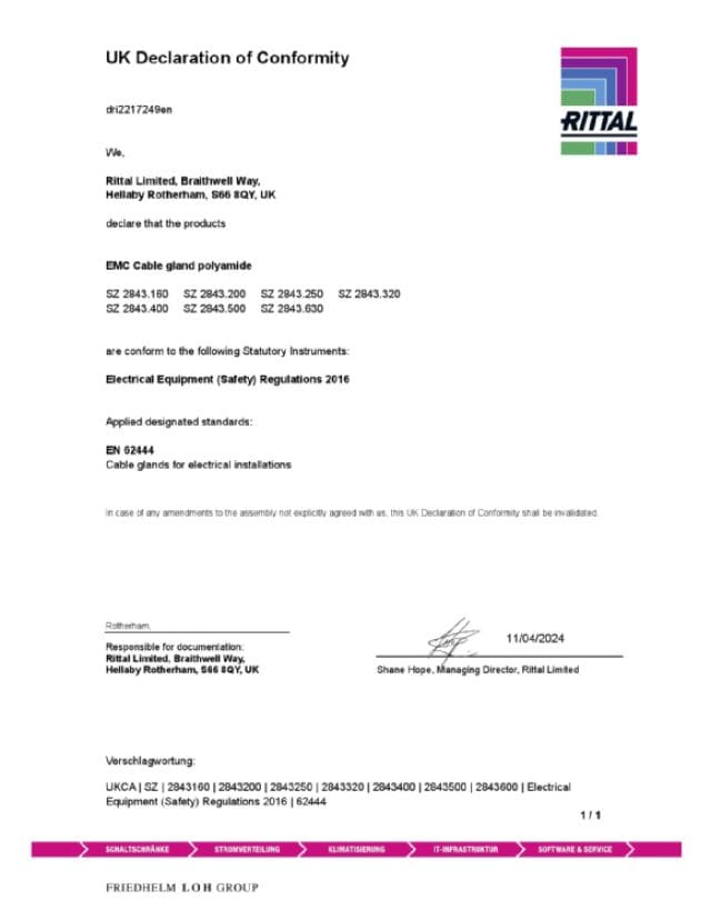 RITTAL - SZ BOCCHETT.PASSACAVI EMC M50