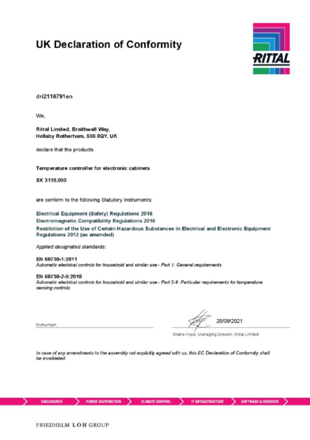 RITTAL - SK REGOLATORE DI TEMPERATURA