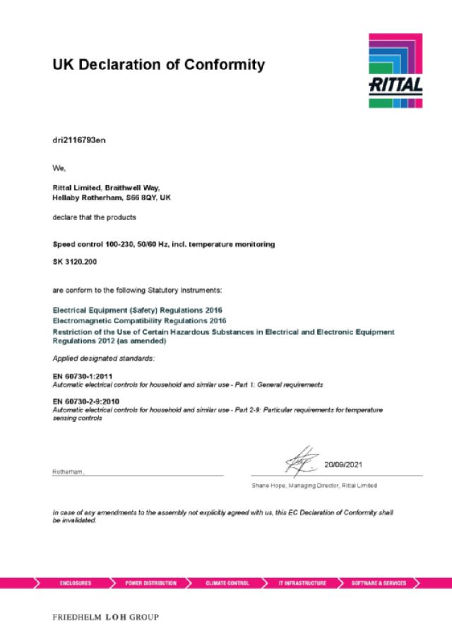 RITTAL - SK REGOLATORE DI GIRI 100/230V AC