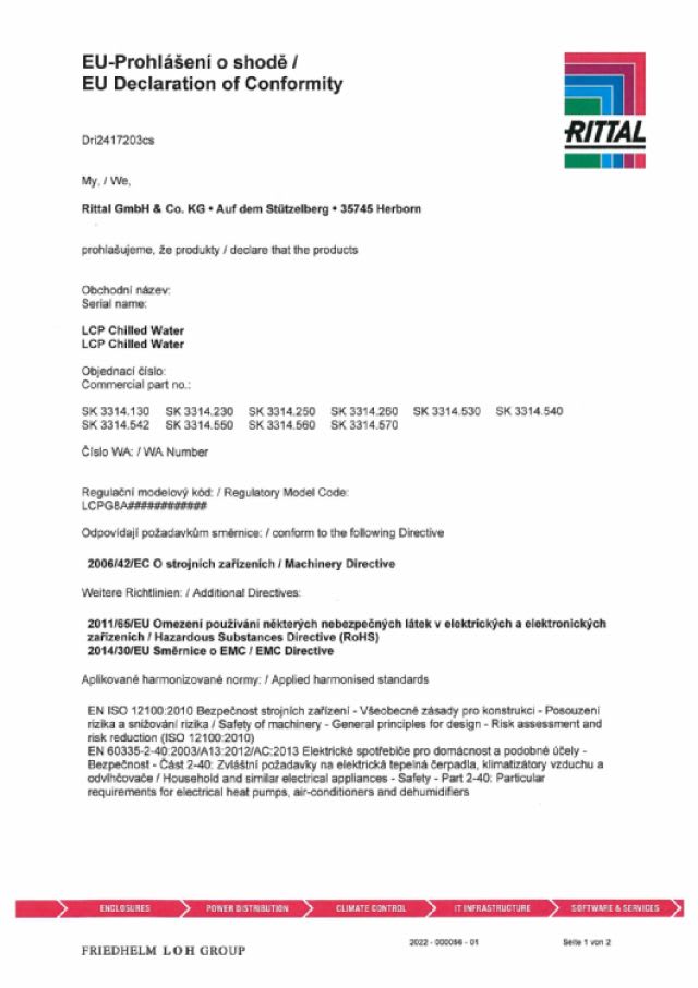 RITTAL - SK LCP RACK CW, 30KW, WHD 300X2000X1000