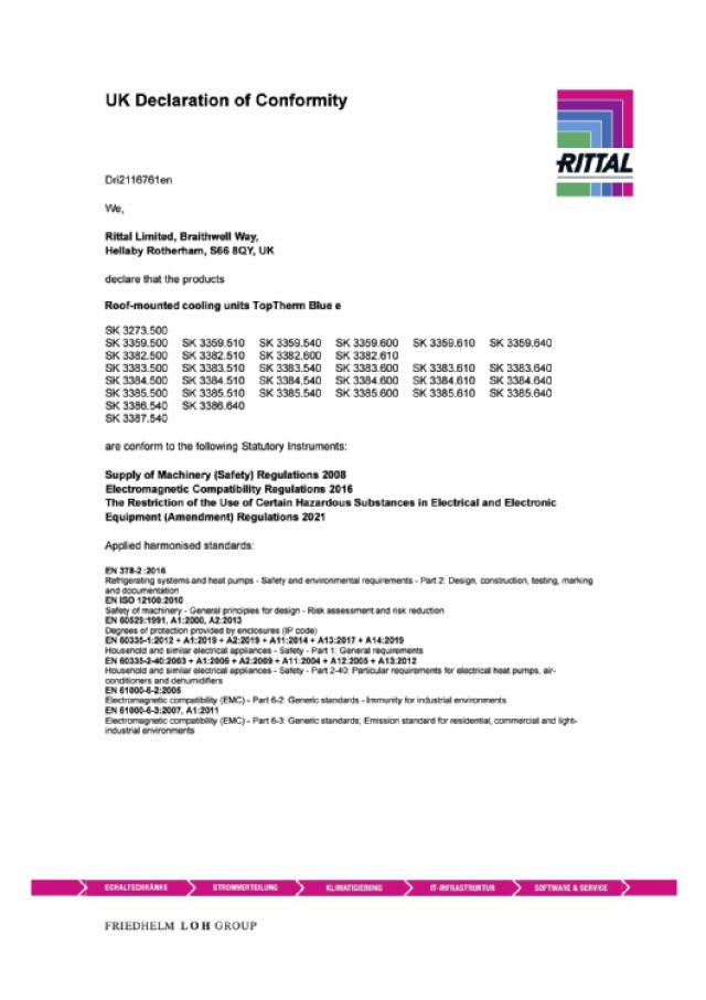 RITTAL - SK RTT Inox Tetto Comfort 3000W 400/460V