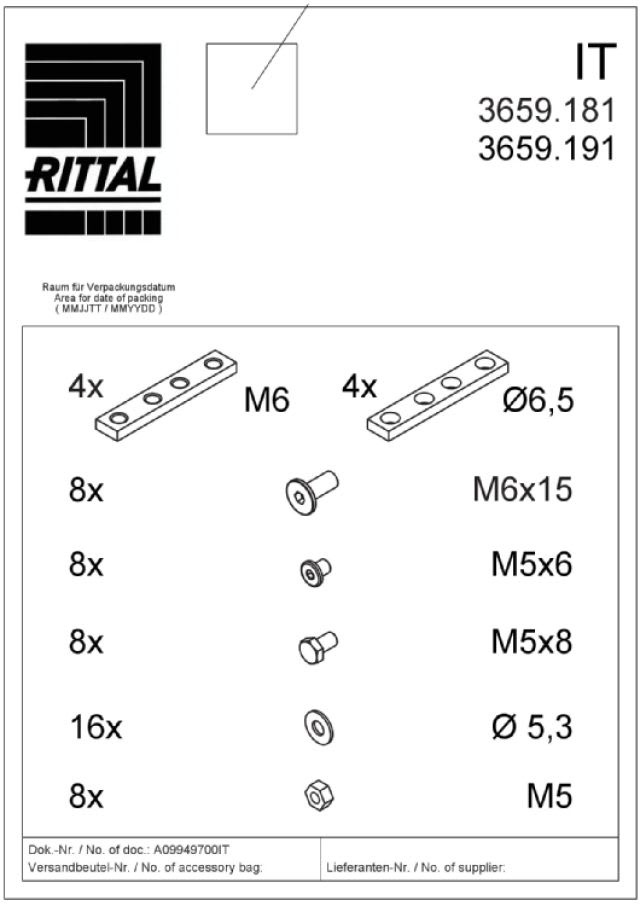 RITTAL - Guide telescopiche per server, profondità 800 mm larghezza server max: 430 mm