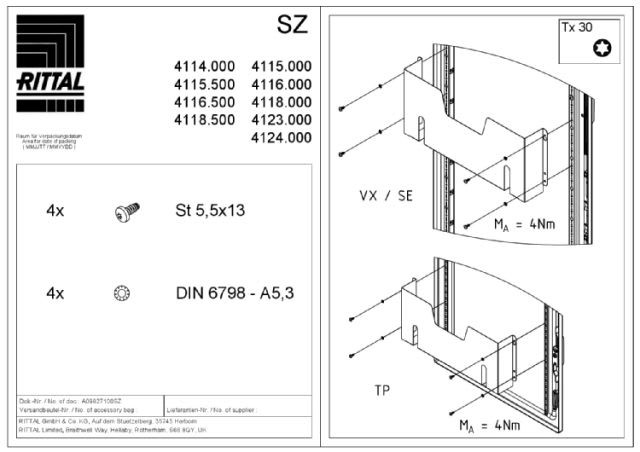 RITTAL - VX PORTASCHEMI LAMIERA L=800 - 1PZ