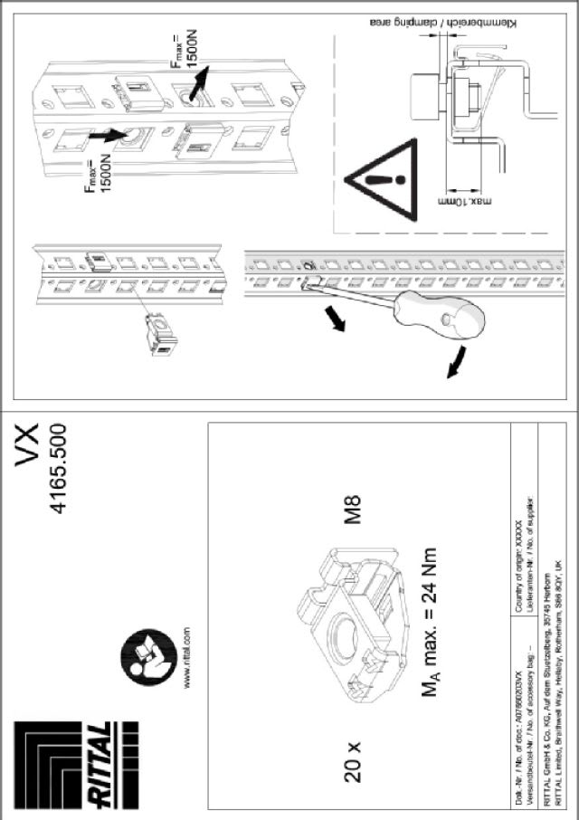 RITTAL - VX DADI A GABBIA M8 - 20PZ