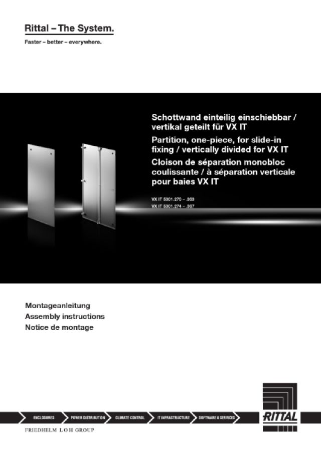 RITTAL - Partition, vertically divided, screwable for VX, VX IT, for: 2200 x 1200 mm