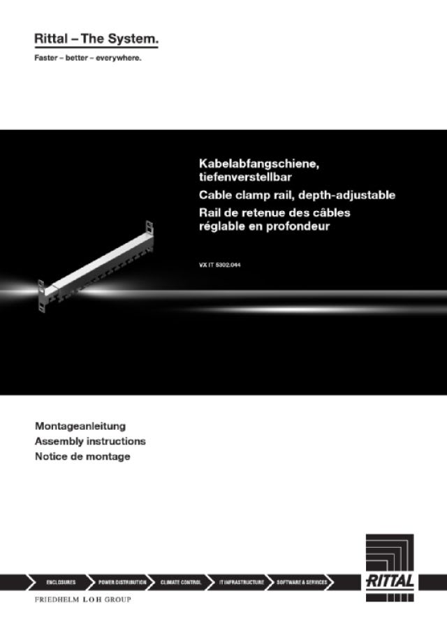 RITTAL - Guida di fissaggio cavi, regolabile in profondità 350-550 mm per VX IT, TE