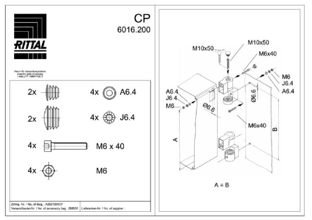 RITTAL - CP CERNIERA X FISSAGGIO A PARETE - 2PZ