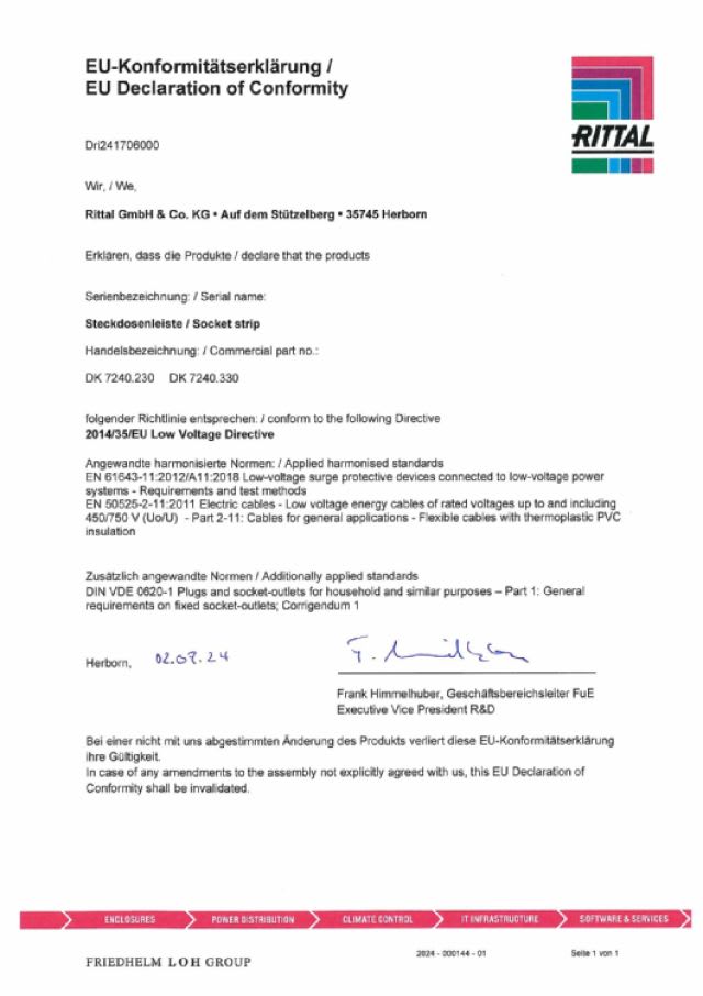 RITTAL - DK canalina di alimentazione 9 prese 16A CON LIM
