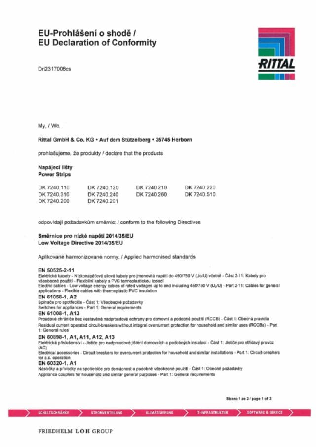 RITTAL - DK canalina di alimentazione 7 prese 16A SENZA INT