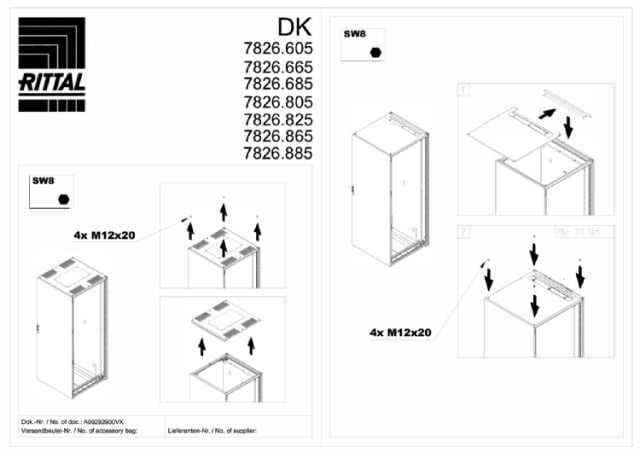 RITTAL - DK lamiera tetto con ingresso Cavi 800X1200