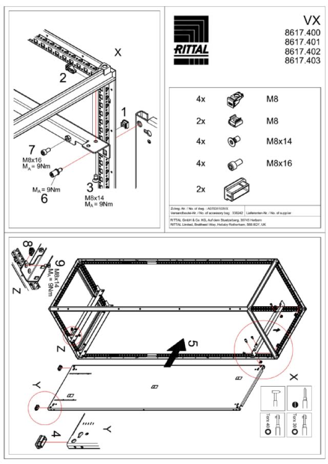 RITTAL - VX Guida Inserimento Laterale per Piastra di Montaggio L 1200 mm