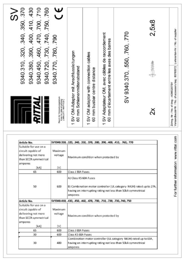 RITTAL - SV OM ADATTATORE 32A 690V AWG 10 45X208