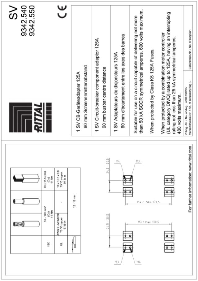 RITTAL - SV ADATTATORE COMPONENTI CB 125A, 690V