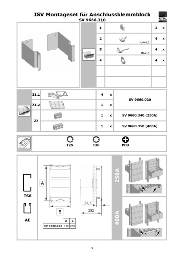 RITTAL - ISV KIT MONTAGGIO PER BLOCCO MORSETTI