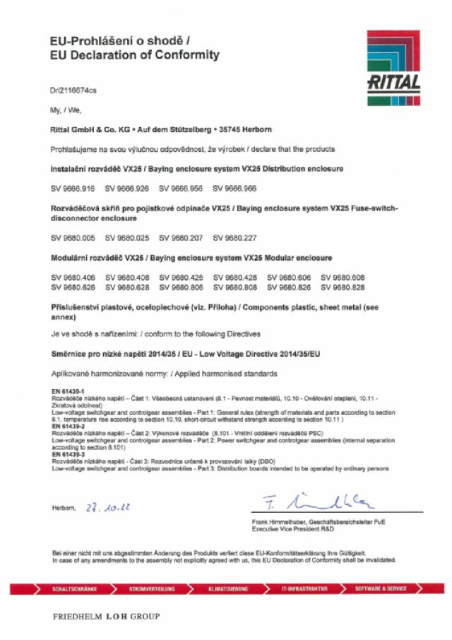 RITTAL - SV Flangia in ABS per segregazione orizzontale per VX (L: 600 mm