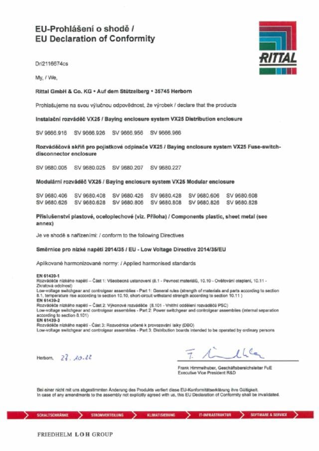 RITTAL - SV Flangia in ABS per segregazione orizzontale per VX (L: 600 mm