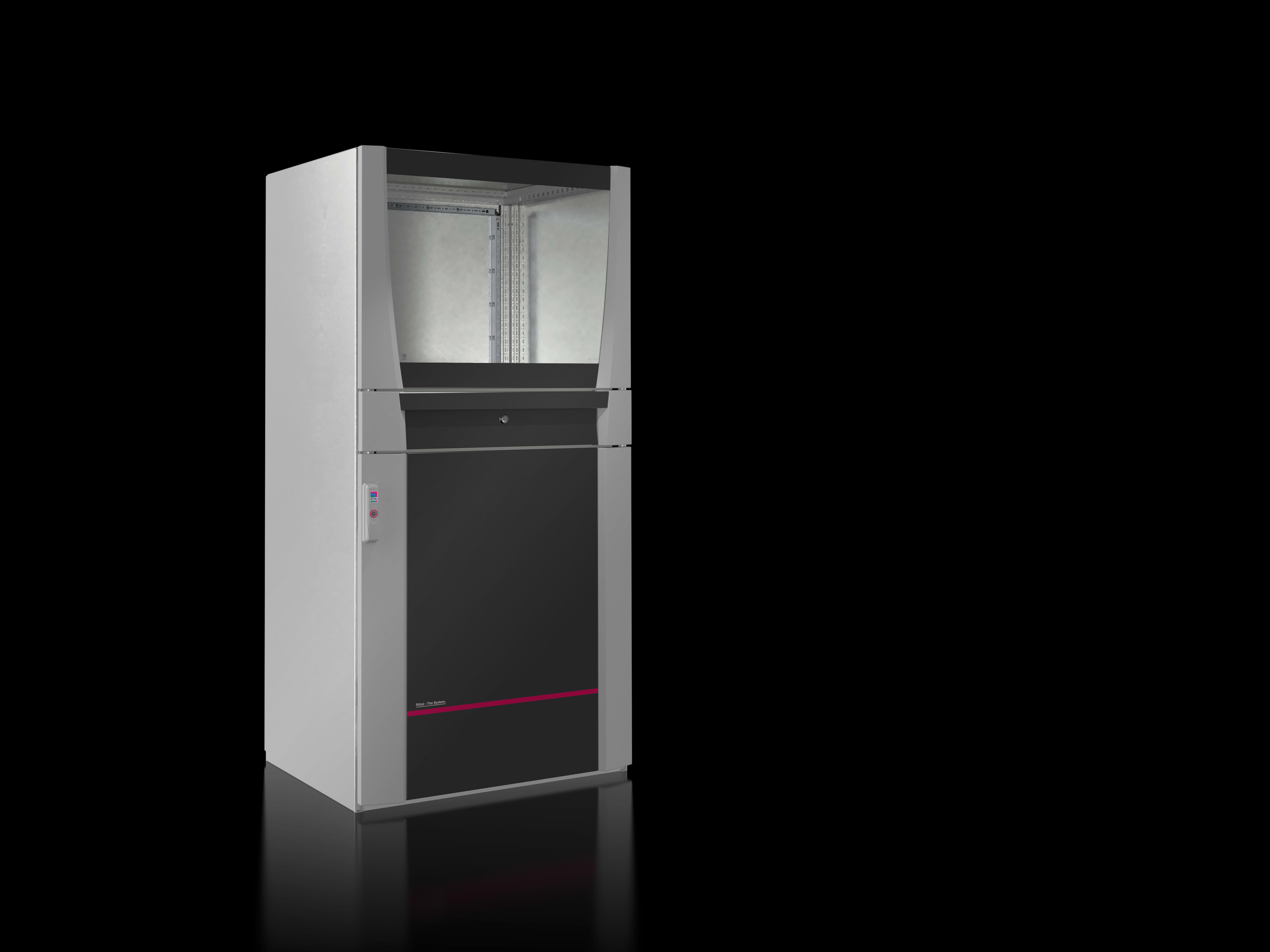 RITTAL - PC enclosure system, 800x1600x600 mm Sheet steel, with glazed door at the top 5386050