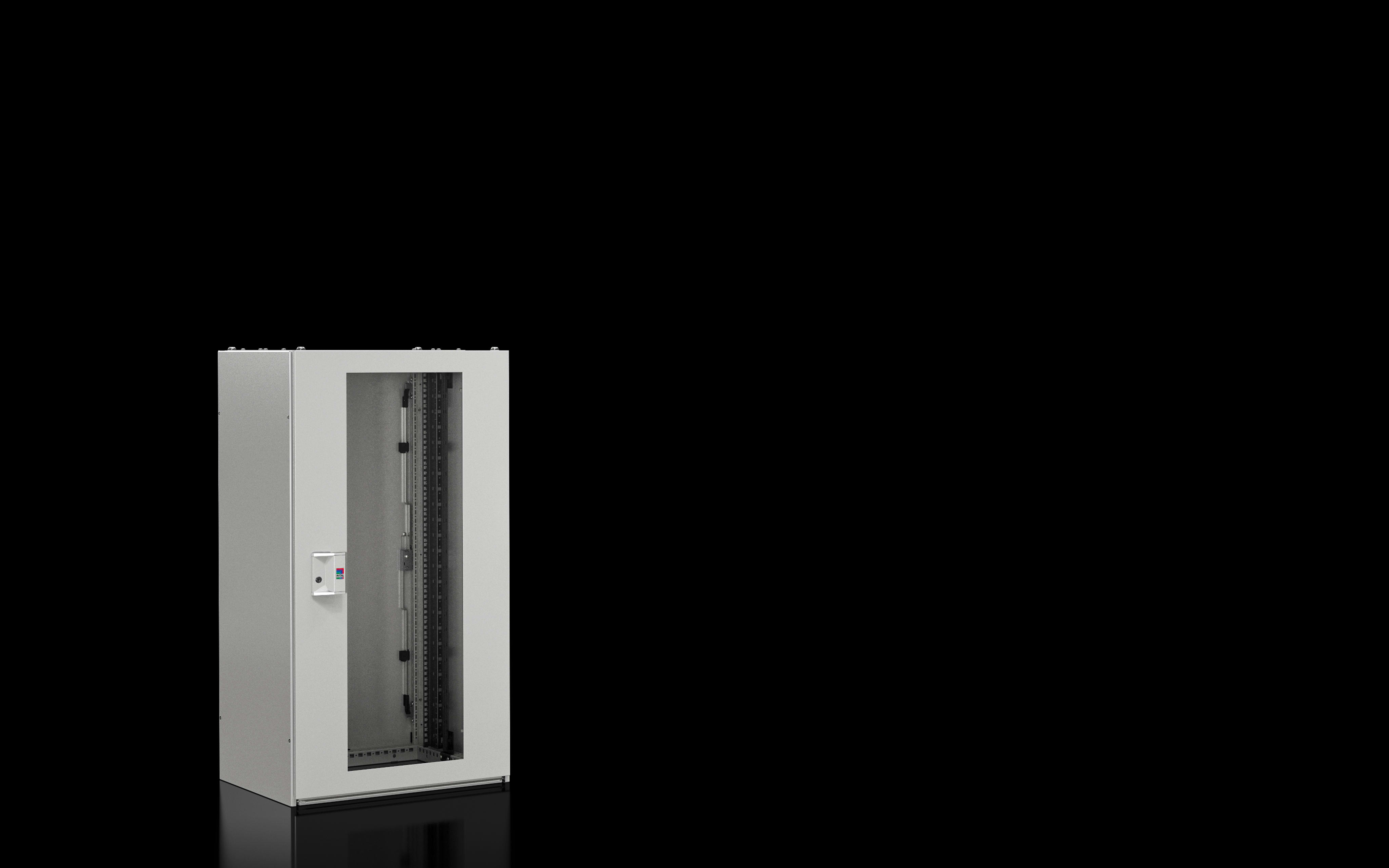 RITTAL - TX CableNet, porta trasparente, pareti laterali, profili 19, 600x1200x600 mmRAL 7035