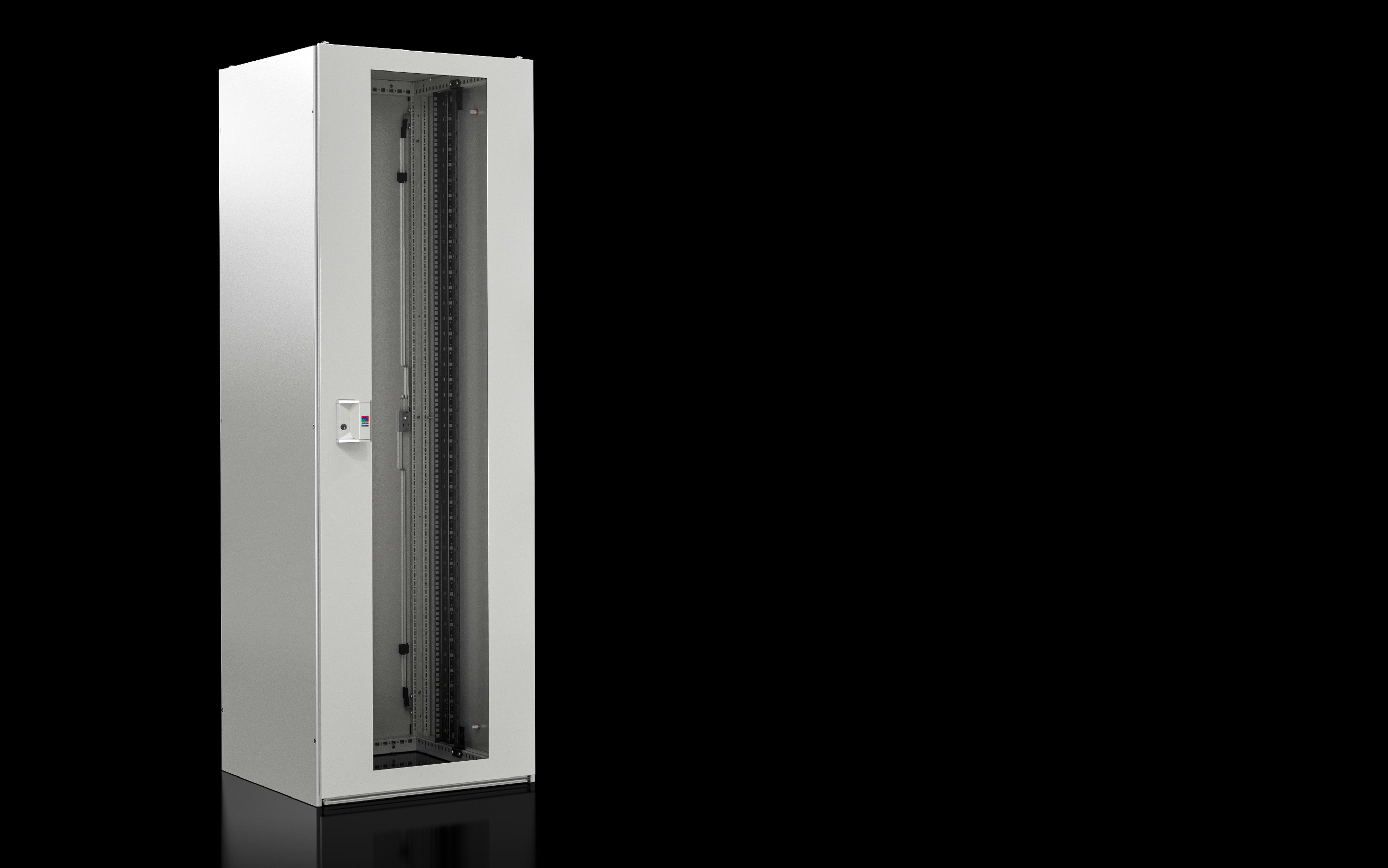 RITTAL - TX CableNet, porta trasparente, pareti laterali, profili 19, 600x2000x800 mm RAL 7035
