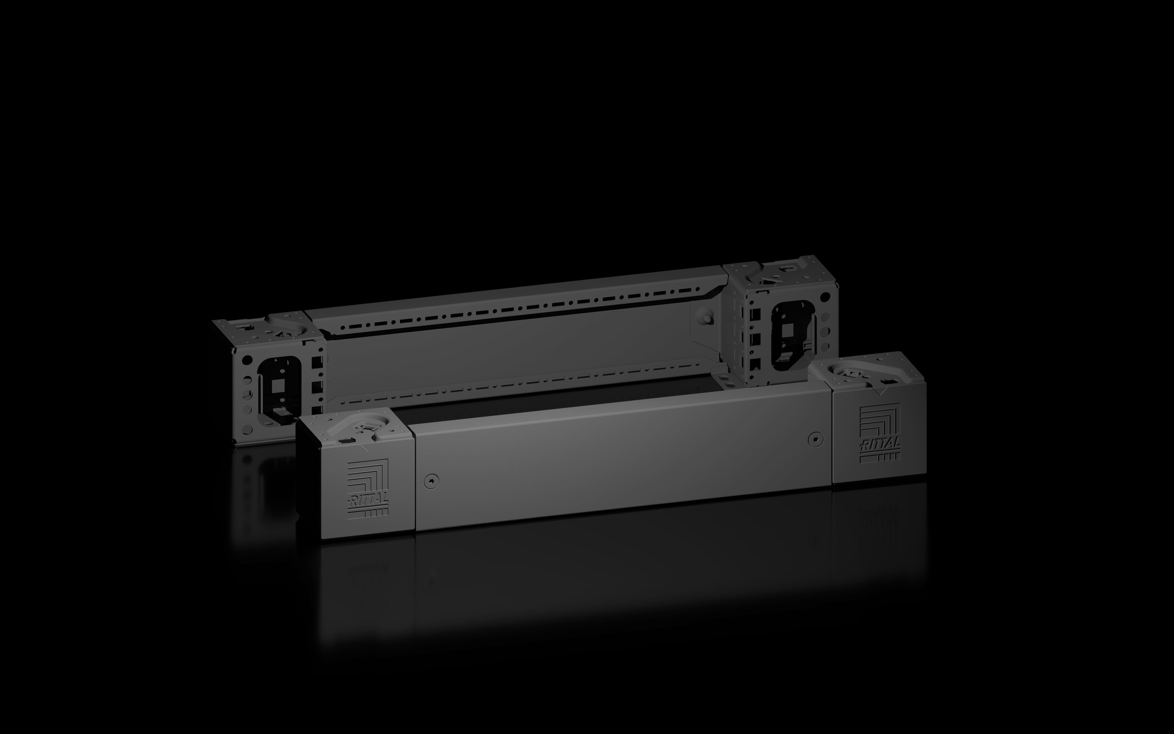 RITTAL - VX Angolare zoccolo con flangia, anteriore/posteriore, altezza 100 mm per larghezza 600 mm 8660002