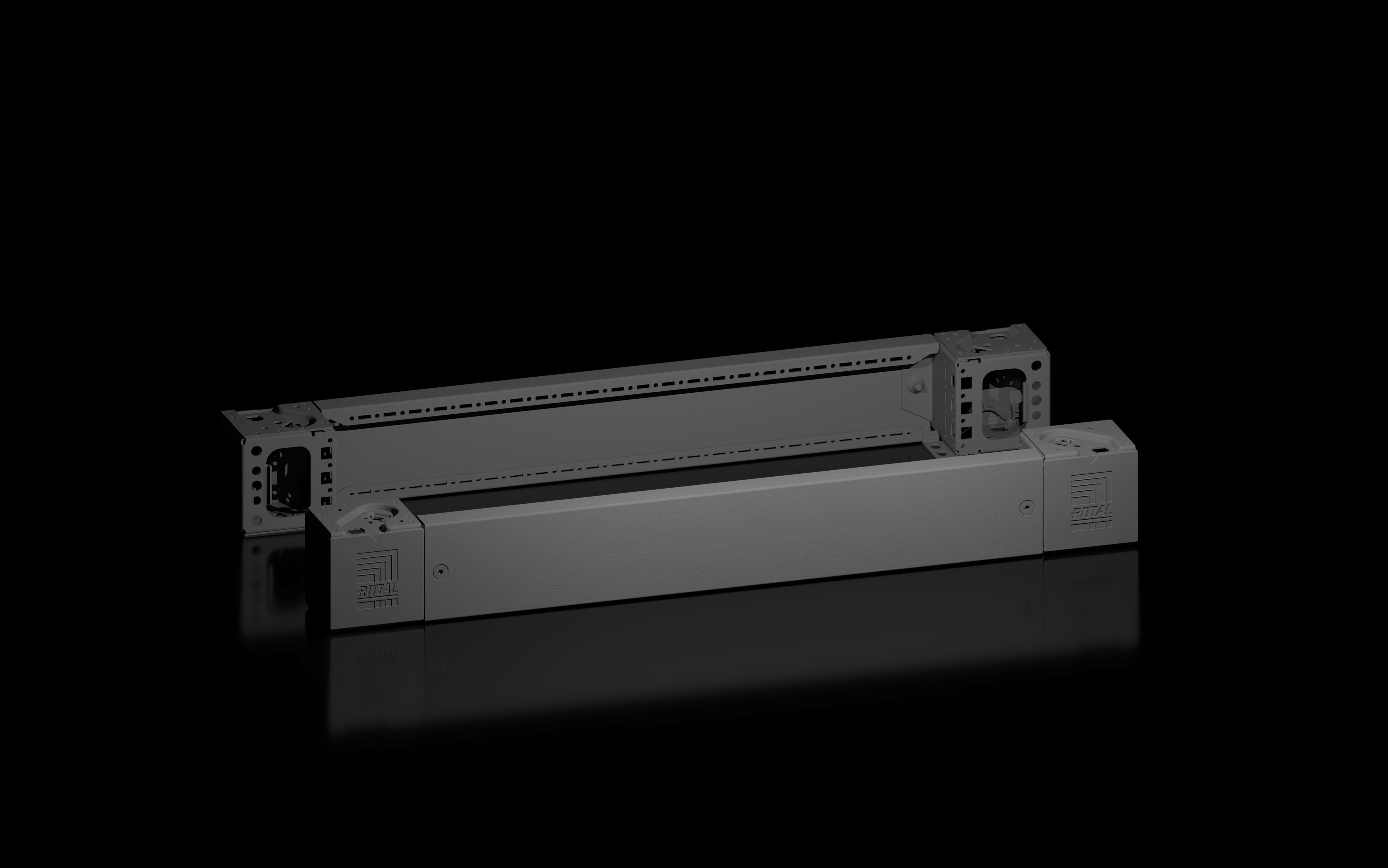 RITTAL - VX Angolare zoccolo con flangia, anteriore/posteriore, altezza 100 mm, per larghezza 800 mm