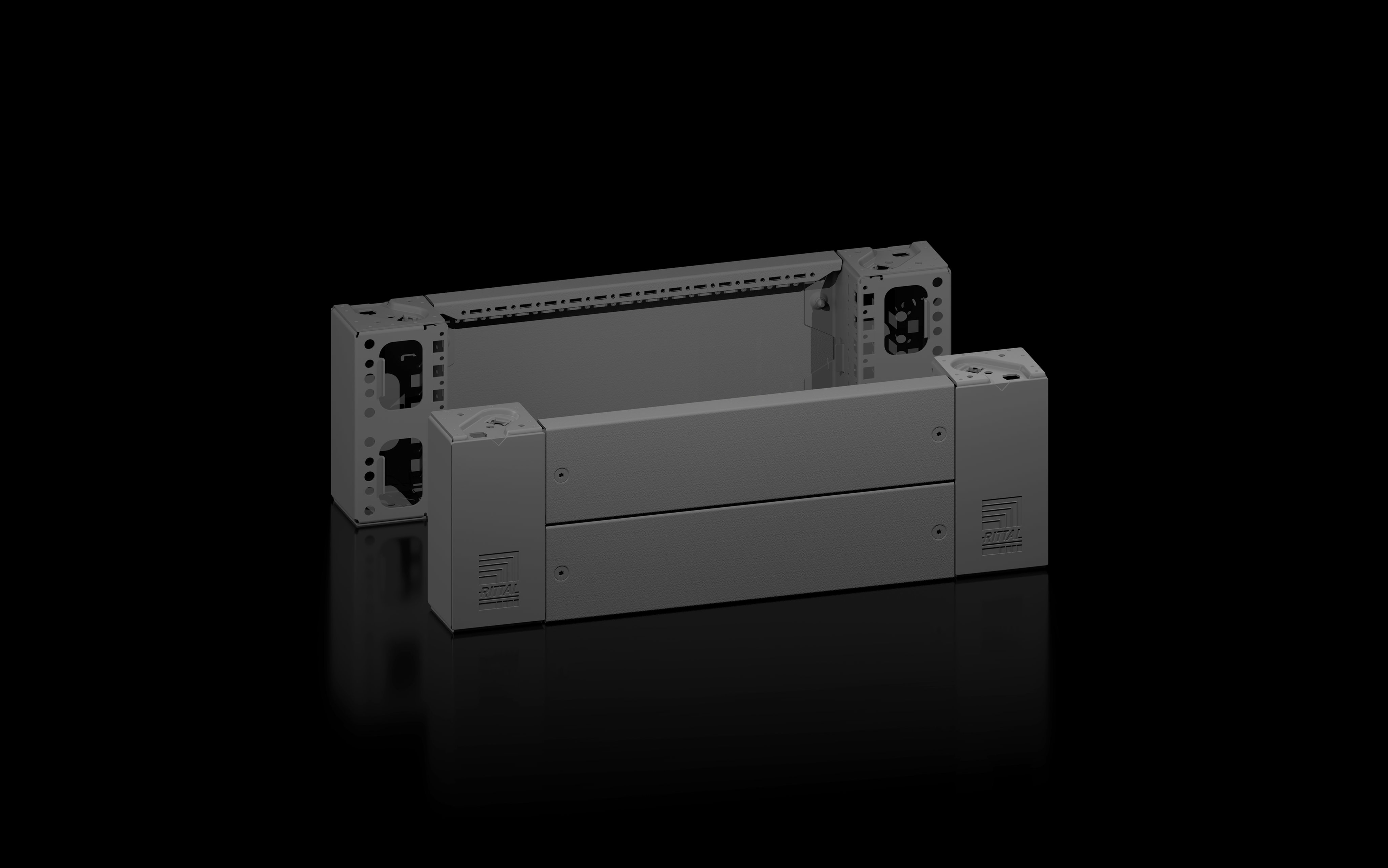 RITTAL - VX Angolare zoccolo con flangia, anteriore/posteriore, altezza 200 mm per larghezza 600 mm 8660022