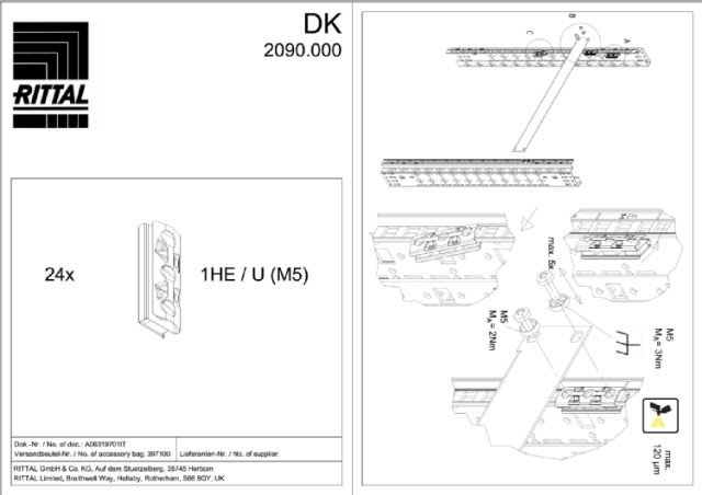 RITTAL - DK ELEMENTO DI FISS. 19' - 1U (M5)-24PZ