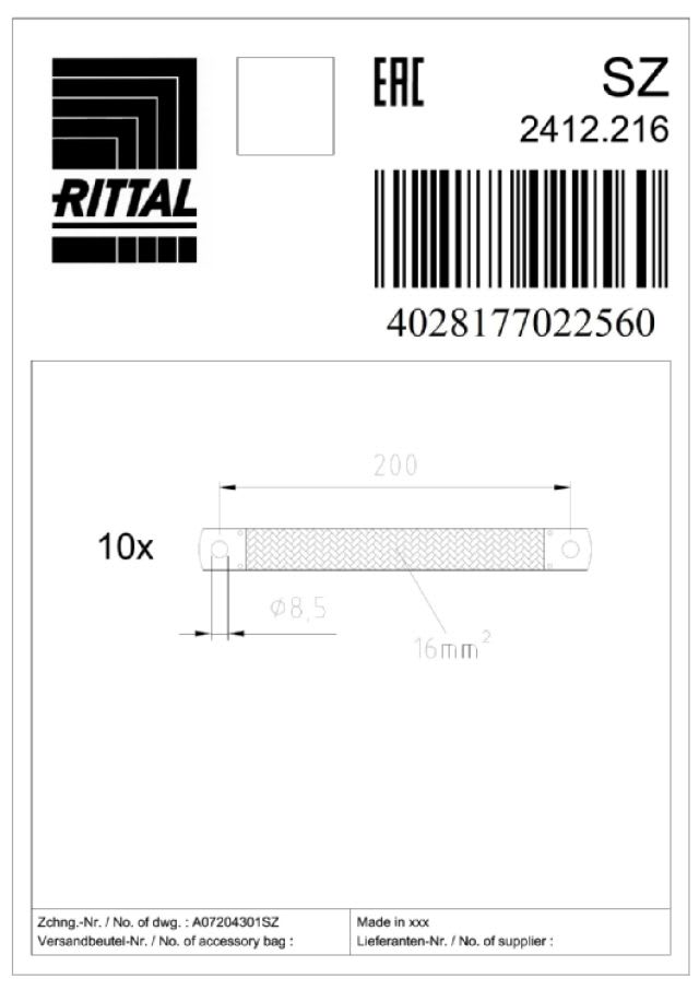 RITTAL - SZ CAVI PIATTI X T. M8 SEZ. 16 MM - 10PZ