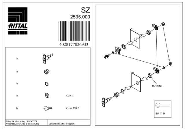 RITTAL - SZ MANIGLIA A TRAVERSINO 3524E