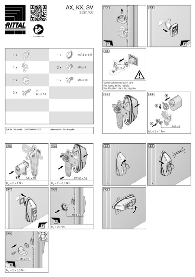 RITTAL - AX MANIGLIA MINI COMFORT INSERTO ASSA
