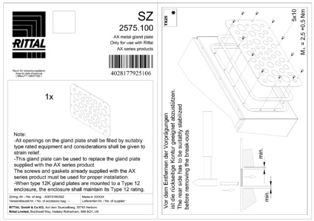 RITTAL - AX FLANGIA ING.CAVI PRETRANCIATA 5GR