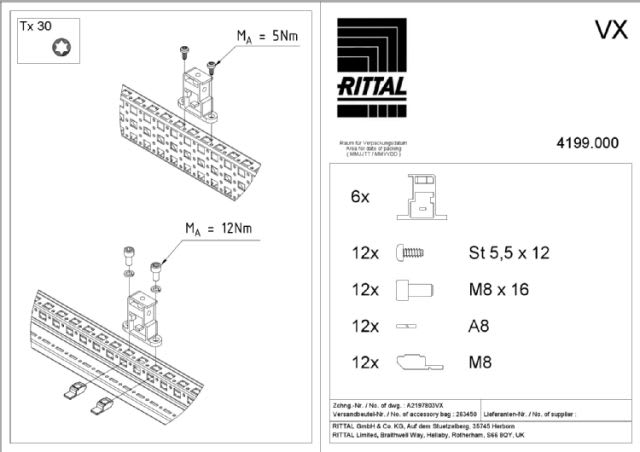 RITTAL - VX 6 SUPPORTI PER PROFILATI A C - 6PZ