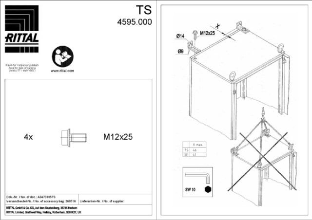 RITTAL - VX FISSAGGI A PARETE 4PZ