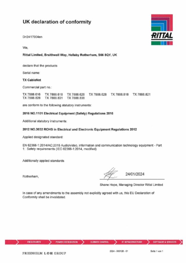 RITTAL - TX CABLENET, PORTA TRASP. 800X1200X800MM