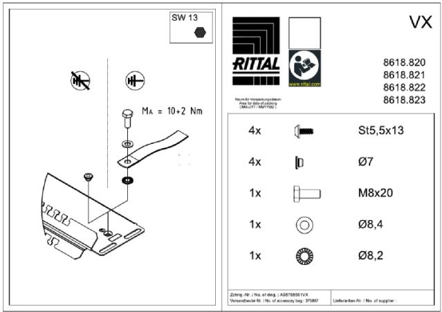 RITTAL - VX LAMIERE DI FONDO EMC 800MM - 1PZ