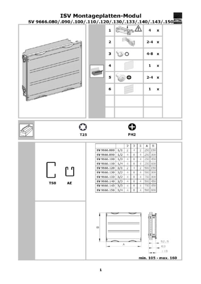 RITTAL - ISV MODULI CON PIASTRE DI MONT L B/H 2/2