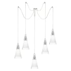 ROSSINI ILLUMINAZIONE - SOSPENSIONE 5 ELEMENTI CROMO/VETRO BIANCO SATINATO E27 IP20