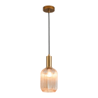 ROSSINI ILLUMINAZIONE - SOSPENSIONE BRONZO/VETRO AMBRA E27 IP20 14CM