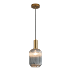 ROSSINI ILLUMINAZIONE - SOSPENSIONE BRONZO/VETRO GRIGIO E27 IP20 14CM