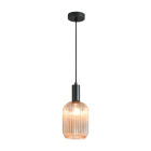 ROSSINI ILLUMINAZIONE - SOSPENSIONE NERA/VETRO AMBRA E27 IP20 14CM