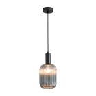 ROSSINI ILLUMINAZIONE - SOSPENSIONE NERA/VETRO GRIGIO E27 IP20 14CM