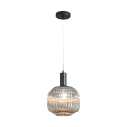 ROSSINI ILLUMINAZIONE - SOSPENSIONE NERA/VETRO GRIGIO E27 IP20 20CM