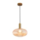 ROSSINI ILLUMINAZIONE - SOSPENSIONE BRONZO/VETRO AMBRA E27 IP20 30CM