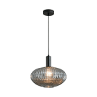 ROSSINI ILLUMINAZIONE - SOSPENSIONE NERA/VETRO GRIGIO E27 IP20 30CM