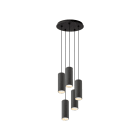 ROSSINI ILLUMINAZIONE - SOSPENSIONE 5 ELEMENTI TONDA NERA/TITANIO GU10 50W 15CM