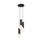 ROSSINI ILLUMINAZIONE - SOSPENSIONE 3 ELEMENTI TONDA NERA/TITANIO E27 50W 15CM