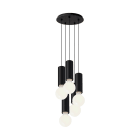 ROSSINI ILLUMINAZIONE - SOSPENSIONE 5 ELEMENTI TONDA NERA/NERA E27 60W 15CM