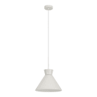 ROSSINI ILLUMINAZIONE - SOSPENSIONE BIANCA/VETRO BIANCO SATINATO PLISSETTATO E27 IP20 28CM