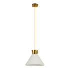ROSSINI ILLUMINAZIONE - SOSPENSIONE ORO/VETRO BIANCO SATINATO PLISSETTATO E27 IP20 28CM
